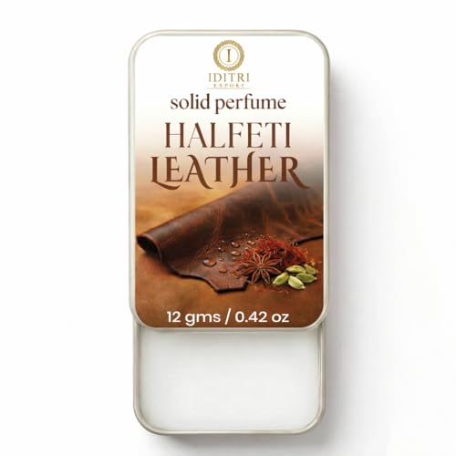 Image of Solid Perfume Halfeti Leather | Plum Vanilla | Alcohol Free Wax Perfume Balm, Long Lasting Fragrance Tin 12g, Non Greasy Smooth Glide, Travel Friendly Unisex | Office Wear | Gifts.