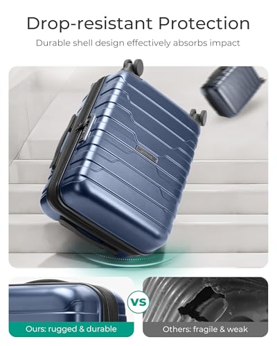 Image of BAGSMART Carry On Luggage 22x14x9 Airline Approved with Spinner Wheels,Lightweight 20 Inch Luggage with TSA Lock,Expandable Hard Shell Carry On Suitcases for Men Women,Dark Blue