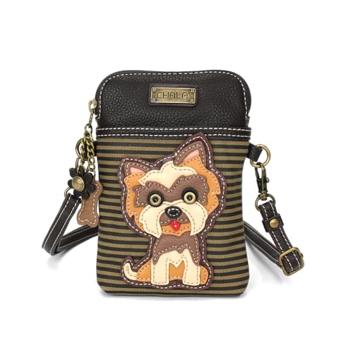 Image of CHALA Dog Collection Cell Phone Crossbody Purse-Women PU Leather /Canvas Multicolor Handbag with Adjustable Strap