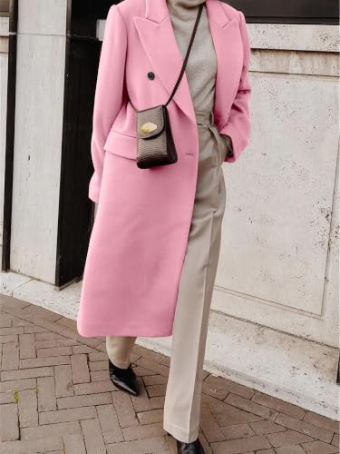 Image of IDEALSANXUN Womens Long Wool Coats Fall Winter Double Breasted Trench Coat Peacoat