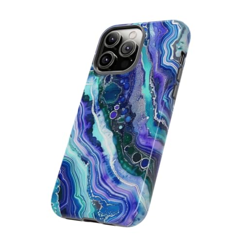 Coque iPhone 14 Pro Max géode bleu violet rigide - 2