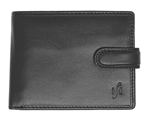 STARHIDE para hombre (italiano Veg Tan lujo negro/marrón cartera de piel Para Billetes, tarjetas de crédito, monedas y fotos  1213, Negro - negro, Talla única