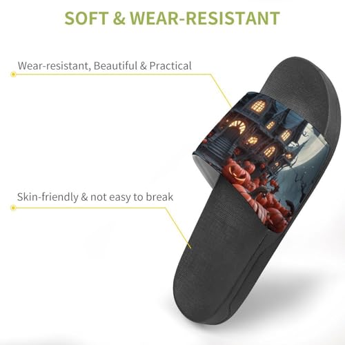 Pumpkin And Moon Halloween Funny House Sandals Non Slip Shower Slippers Quick Drying Bathroom Shoes for Women Men3