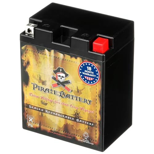 Image of Pirate Battery YB14L-A2 12V 190 CCA AGM - Maintenance-Free 14 Ah Battery for ATV, Motorcycle, Scooter, UTV, Snowmobile - T3 Nut & Bolt Terminal - Fits Polaris Sportsman 90, Honda Spree NQ50