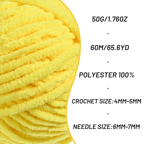 Image of 3 Pack Fluffy Velvet Yarn for Crocheting,Baby Blanket Yarn for Crocheting Soft,150g(196.8yds) Amigurumi Yarns,Plush Chenille Crochet Yarns,Puzzle Yarn for Crochet Weaving Craft(3 Yellow)