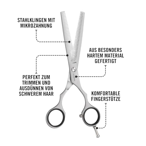 Victorinox Effilierschere, Friseurschere, Länge: 15 cm, Extra Scharf, Rostfreie Stahlklingen, mit Fingerstütze, Silber