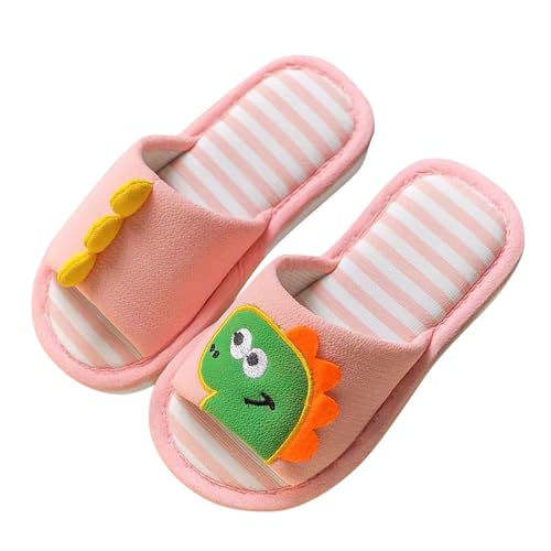 Genérico Chanclas De Piscina Para NiñAs,Zapatillas De Casa Con PatróN De Dinosaurio De Dibujos Animados PequeñOs Zapatillas De Casa De Interior De AlgodóN Y Lino Con Punta Abierta Para NiñAs Y NiñOs