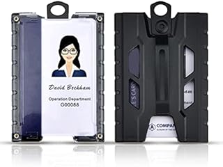 Tactical Wallet,Feihuayu Ultra-Thin Minimalist Wallet with Cash Clip,Slim Aluminum Metal Money Clip with 1 Clear Window ID Badge Holder Unisex, Black (Katao-2)