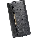 [ベルクート] ブラック オーストリッチ 財布 長財布 メンズ レディース 本物 オーストリッチ長財布 本革 本皮 レザー 皮 かぶせ ロングウォレット ブランド 長サイフ 薄い 薄型 大容量 ブランド 人気 やわらかい ソフトレザー 高級 だちょう ダチョウ 1291423-F-003