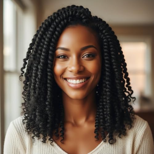 Fulcrum Passion Twist Crochet Hair 12 Inch, 9 Packs Pre Looped Passion Twist Hair, Pre-Twisted Passion Twist Crochet Hair For Black Women (12Inch (Pack of 9), 1B#)
