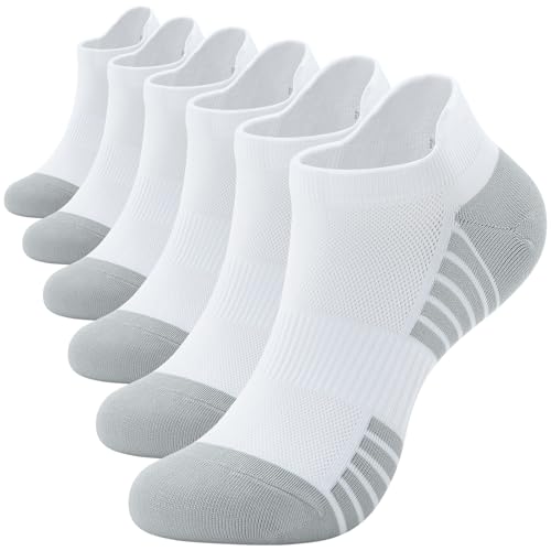 Alaplus Running Socks Cushioned Trainer Socks Anti-Blister Sports Socks Ankle Socks for Men Women Ladies Cotton Low Cut Athletic Socks (6 Pairs)