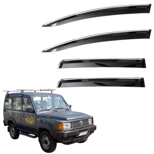 Image of CAR SAAZ Unbreakable Chrome Smoke Door Visor for Sumo | Premium Sun, Rain Wind Deflector Chrome Strip Side Door Rain Visor - Set of 4 Pcs