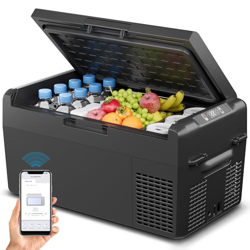 Image of Feelfunn 12 Volt Refrigerator - 21QT(20L) Electric Cooler 50Hours Still Keep Cool, Portable Refrigerator APP Control -4℉~68℉, Car Refrigerator 12/24V DC 100-240V AC for Travel Camping Truck RV Boat