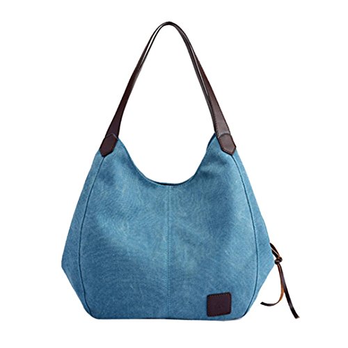 Women Handbag, Neartime Casual Canvas Satchels Vintage Female Versatile Single Shoulder Bags (30cm(L)×13cm(W)×28cm(H), Blue)