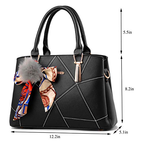 Bolso Satchel para Mujer de Cuero Sintético Azul Marino miniatura 5