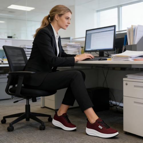 Image of RUIDENG Platform Sneakers for Women Walking All Day | Slip Resistant Work Shoes for Women Comfortable | 2 Inch Thick Wedge Rocker Bottom