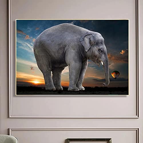 Cuadro de elefante moderno en lienzo de 80x110cm para decoración de salón 2