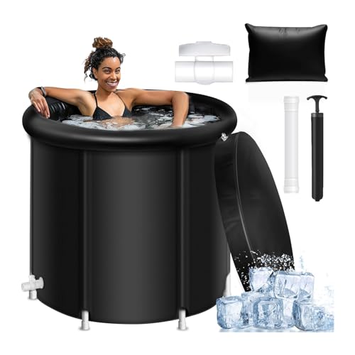 MANYUK 90 * 75cm Ice Bath Tub for Athletes Ice Cold Plunge Tub for Recovery Enhanced with Support Legs for Lightweight Durability and Stability Multiple Portable for Indoor and Outdoor use black