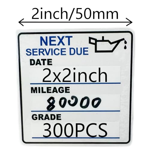 Image of Oil Change Stickers，300pcs 2x2 inch Oil Change Stickers for windscreen - Easy to use and Remove(Blue)