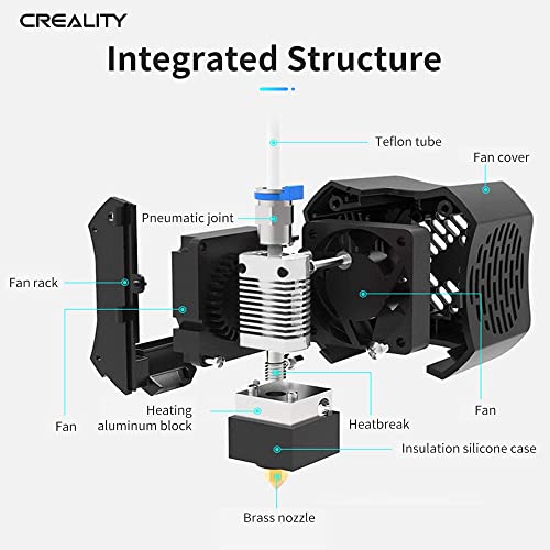 Creality Offiziell Ender 3 V2 Full Hotend Kit, 3D Drucker Extruder Kit mit Capricorn Bowden PTFE Schläuchen für Ender 3 V2 3D Drucker