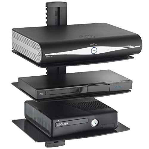 image for WALI Floating Shelf with Strengthened Tempered Glass for DVD Players, 