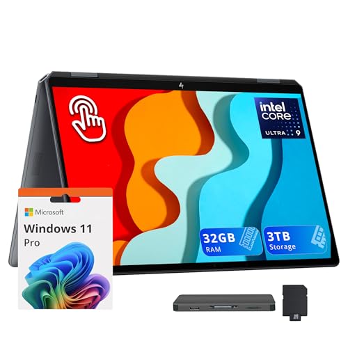 Image of HP OmniBook Flip 2-in-1 14 inch 3K Touch Laptop, Intel Ultra 9 288V, 32GB LPDDR5X, 3TB Storage(2TB SSD+1TB Docking Station Set), Intel Arc 140V, Backlit Keyboard, Fingerprint Reader, Windows 11 Pro, Gray