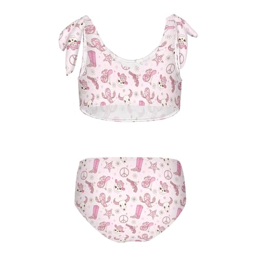 Image of Wusikd Pink Bows Girls Swimsuits Two Piece Hearts Ribbons Swimwear Bikini Set for for Girls Size 11-12T