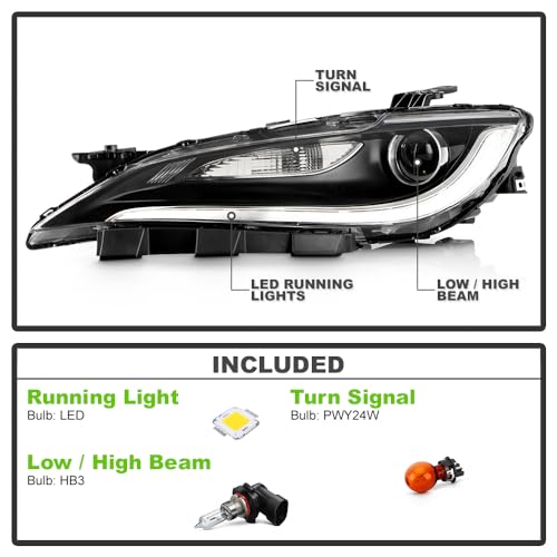 KEEKPO - For 2015 2016 2017 Chrysler 200 Chrome Halogen Type w/LED DRL Projector Headlights Headlamps Pair Left+Right - Image 3
