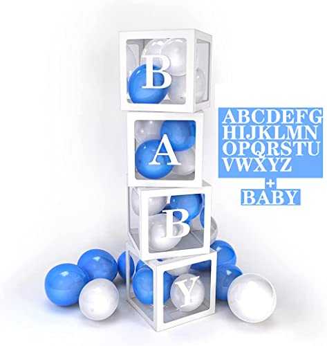 PILIN 4 pièces blocs blancs carrés bébé boîtes de douche Kit décorations de fête pour garçon et fille sexe révéler ballon blocs décoratifs