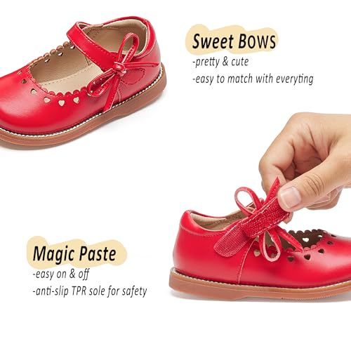 Image of GINFIVE Toddler Girls Dress Shoes Little Kids Flats School Mary Janes Shoes