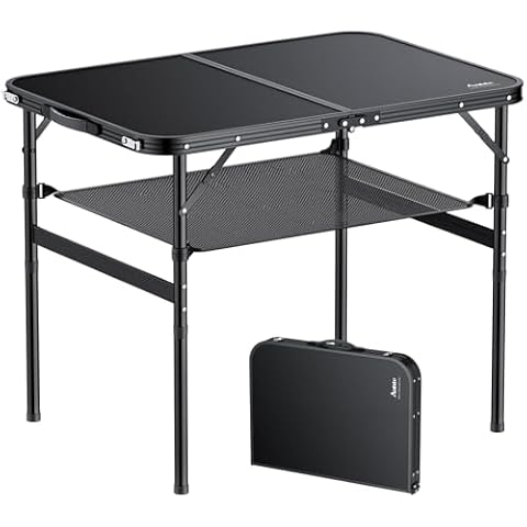 Anbte Adjustable Folding Camping Table with Storage Cover