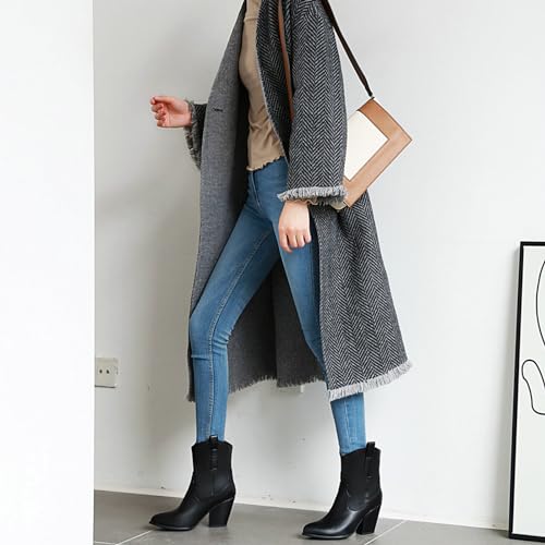 Alsoloveu Womens Ankle Cowboy Boots Western Cowgirl Booties Chunky Heel Pointed Toe Pull on Short Boots3