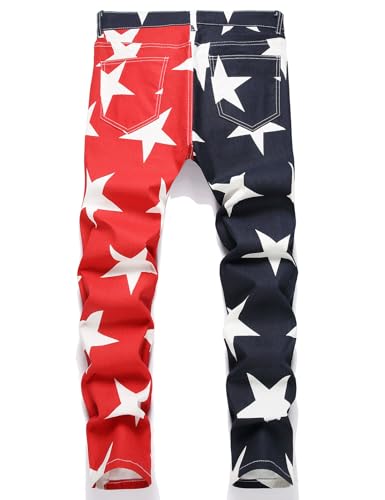 Men Stars Print Jeans Y2K Slim Straight Pants2