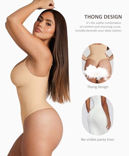 Image of FeelinGirl Shapewear Bodysuit for Women Tummy Control Waist Bodysuit Thong Shapewear Body Shaper Going Out
