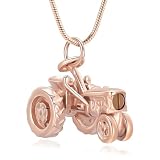 GMLRTOSPT Tractor Cremación de Joyas para Cenizas para Mujeres Hombres Urna de Recuerdo Collares para Colgantes conmemorativos para Seres Queridos - Oro Rosa