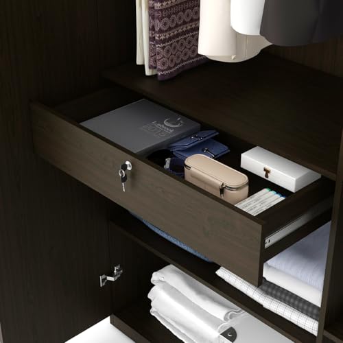 Image of Spacewood Weave Wardrobe | 3 Year Warranty | Almirah, Cupboard, Almari, 3 Door Wardrobe with Mirror, 1 Drawer (1 Lock Drawer) and 2 Hanging Space|Engineered Wood| Vermount