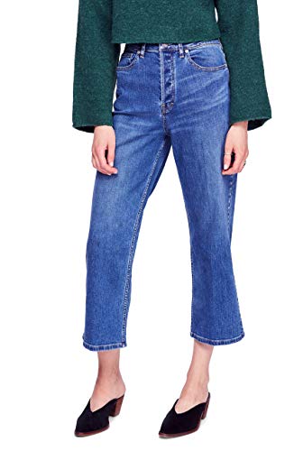 Free People Womens Solid Cropped Wide Leg Jeans