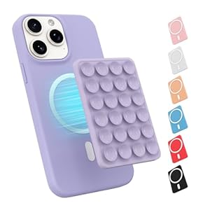 Magnetic Suction Phone Mount for MagSafe Case,Silicone Sticky Phone Grip Holder for iPhone,Removable Hands-Free Selfie/Video for TikTok & Instagram Influencer/Creator (Lavender)