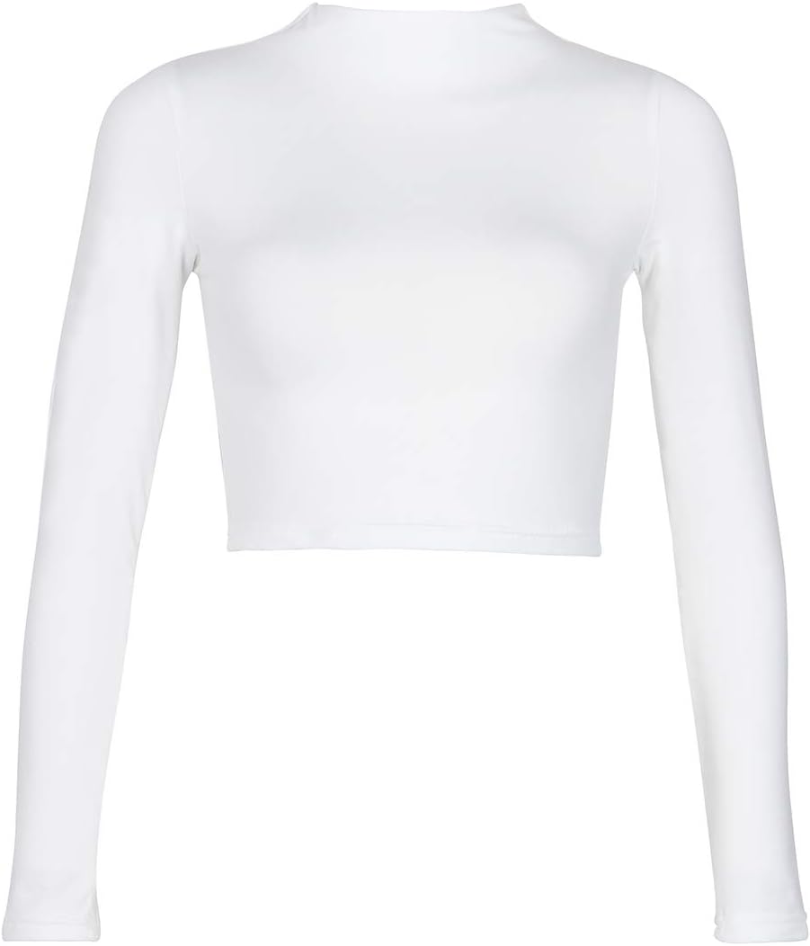 Artfish Women Long Sleeve Turtleneck Crop Top Mock Neck Tight Fitted Shirts - Image 3