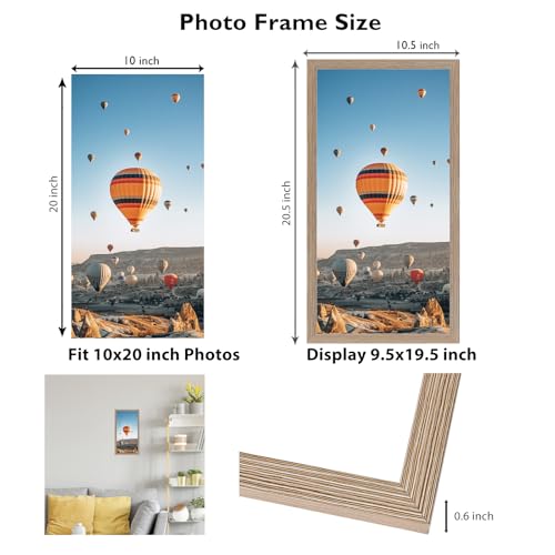 Image of JCJMY 10x20 Picture Frame Rustic Brown for Wall Hanging, Wall Mounting Horizontally or Vertically, 10 x 20 Wall Gallery Poster Photo Frame with Shatter Resistant Plexiglass, Rustic Brown