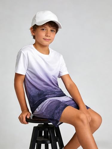 Image of Kid Toddler Baby Boys Clothes Tie-dye Palm Leaf Top 2Pcs Summer Shorts Set
