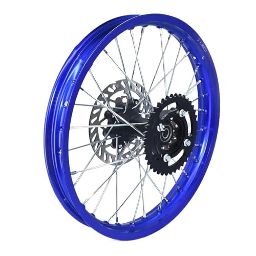 Jante de roue arrière 17 pouces 1.60X17 avec disque de frein et pignon 428 axe 15mm bleu