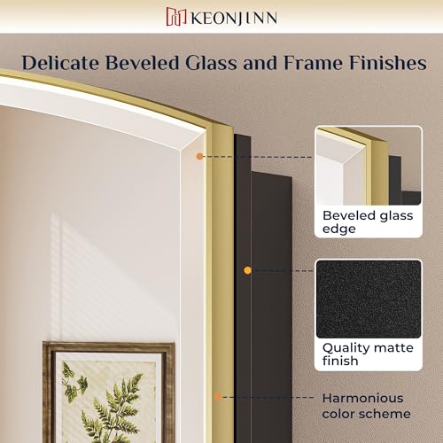 Image of Keonjinn Gold Medicine Cabinet Mirror for Bathroom 16 inch x 26 inch, Metal Framed