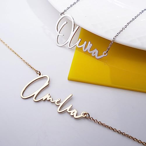 Picturesongold.com Custom Name Necklace For Women Personalized Name Necklace In Sterling Silver Or Gold Name Necklace Personalized With Any Name Or Word (Gold Modern Script) #TOP5