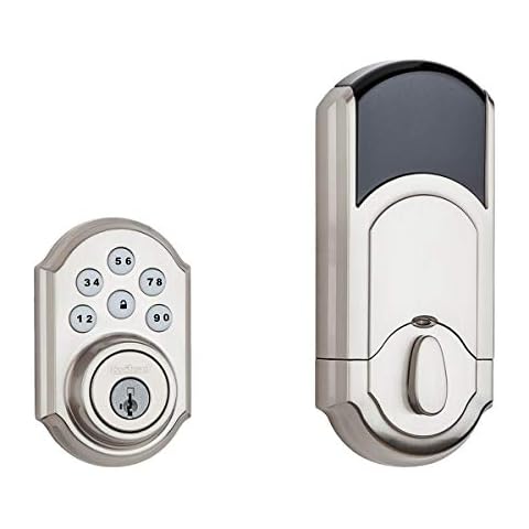Kwikset 99100-078 SmartCode 910 Traditional Smart Keypad Elektronisches Riegelschloss Türschloss mit SmartKey Security und Z-Wave Plus, satiniertes Nickel Cover