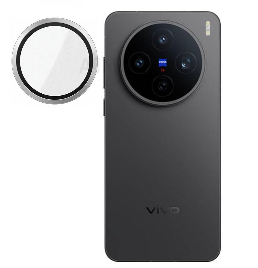 Image of AJM Camera Lens Protector Compatible with Vivo X200T, 9H Tempered Glass Camera Guard, HD Clear Anti Scratch Lens Protection, Bubble Free Easy Installation, Metal Ring Camera Cover (Silver)