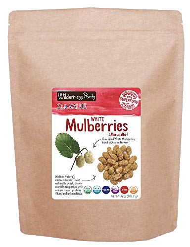 Wilderness Poets White Mulberries - Organic Raw Dried Mulberries - (32 Ounce - 2 Pound)