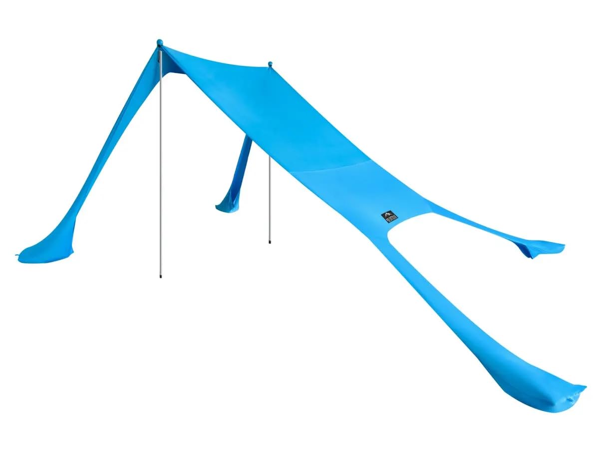 Monoprice Sombrilla de playa y campamento para 4 personas, de 7 pies, con protección UV UPF 50+, tela de licra elástica y ligera, fácil sombra para la playa, camping y eventos deportivos