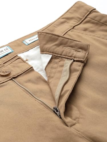 Image of The Indian Garage Co Men Regular Fit Solid Mid-Rise Stretchable Chinos
