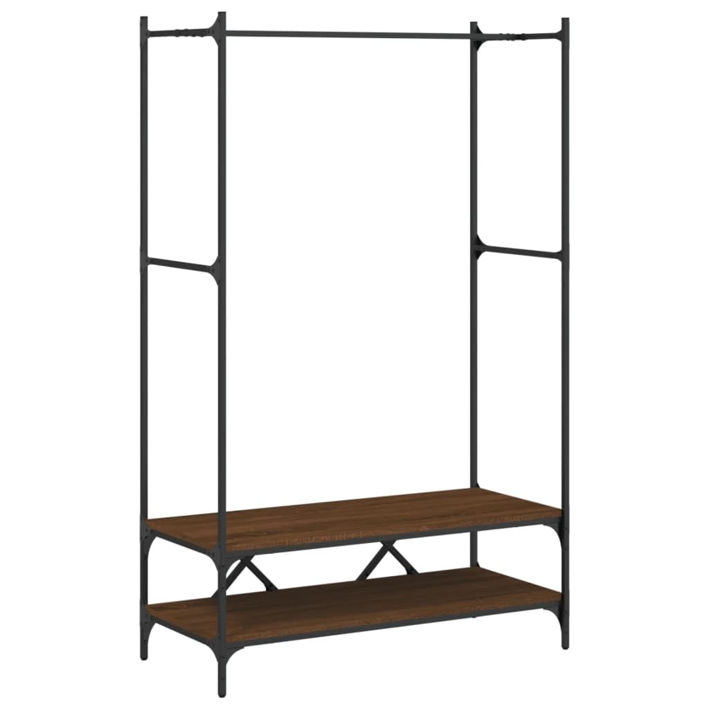 vidaXL Clothes Rack with Shelves, Clothes Rail for Hallway, Garment Rack for Hanging Clothes, Hanger, Modern Style, Brown Oak Engineered Wood